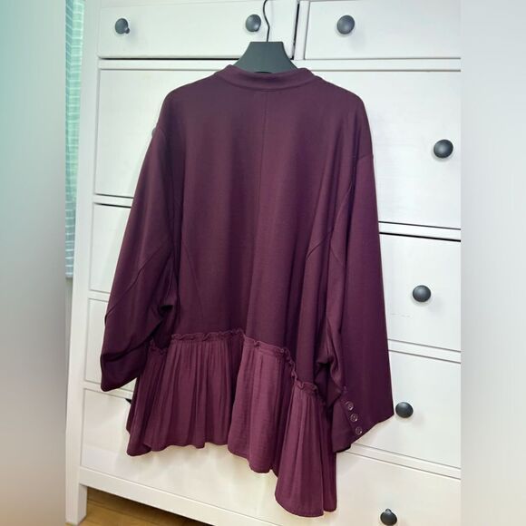 Torrid size 6x open cardigan jacket blazer‎ Ponte Fabric Mixed Peplum Like New - Picture 12 of 17